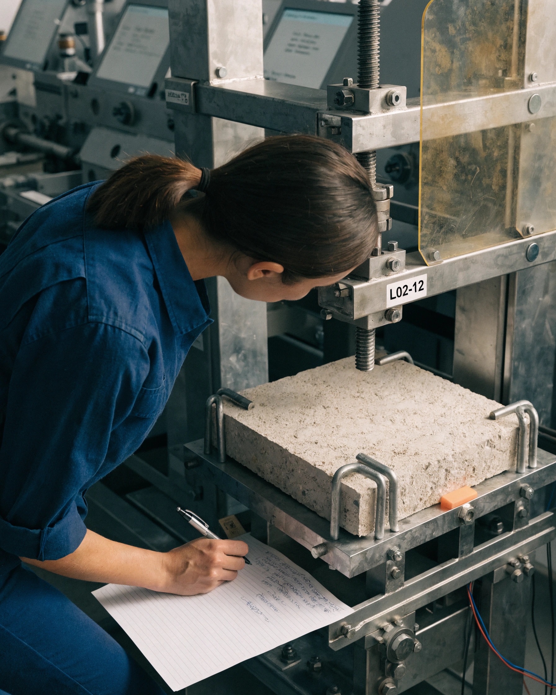 A technician records a physical test beside the matching module code.